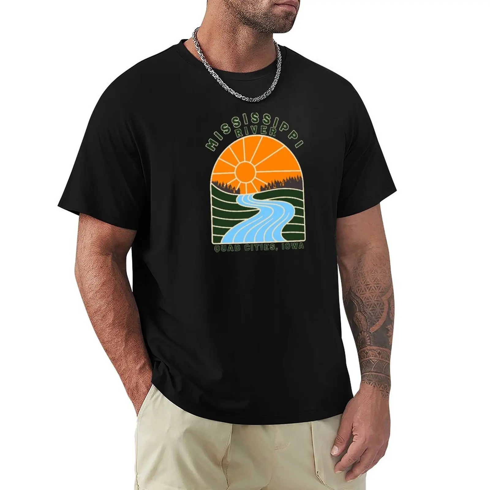 Mississippi River, Quad Cities, Iowa T-Shirt Basic Casual Short Sleeve Cotton Shirt
Mississippi River, Quad Cities, Iowa T-Shirt Basic Casual Short Sleeve Cotton Shirt