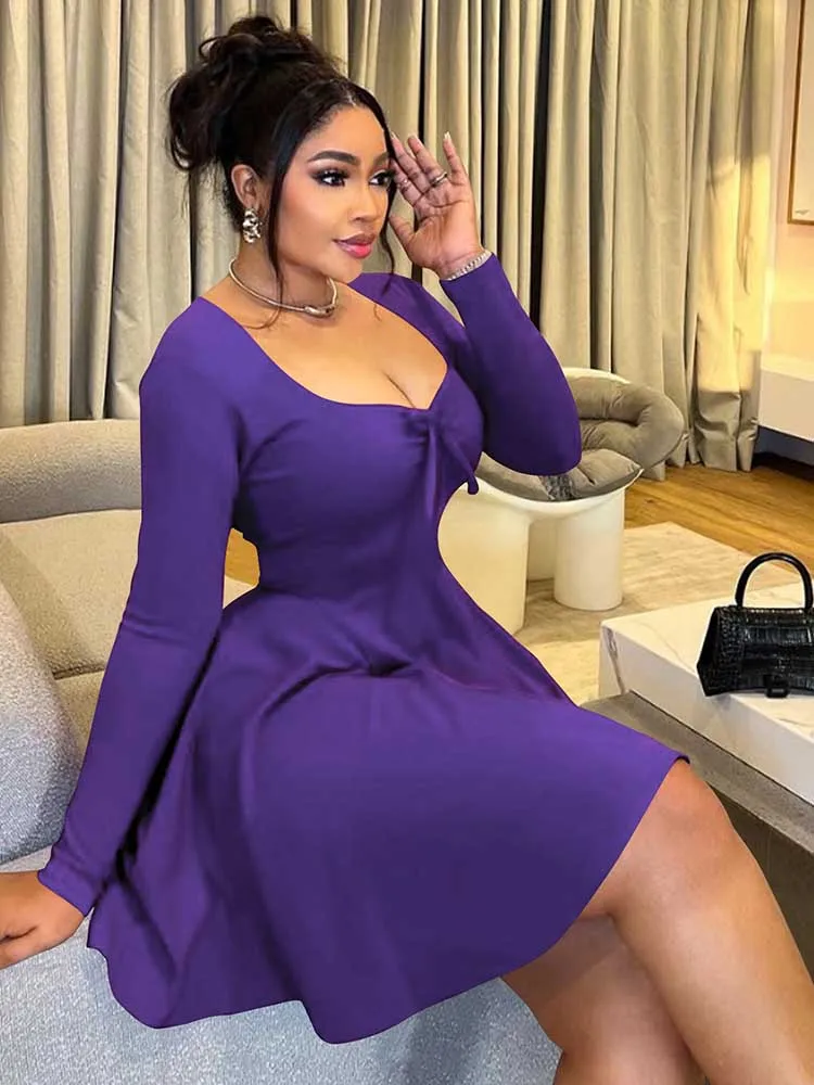 Повседневное короткое платье с длинным рукавом и высокой талией A Line Женские осенние платья Элегантное однотонное платье больших размеров 3xl 4xl 5xl Женское
Повседневное короткое платье с длинным рукавом и высокой талией A Line Женские осенние платья Элегантное однотонное платье больших размеров 3xl 4xl 5xl Женское