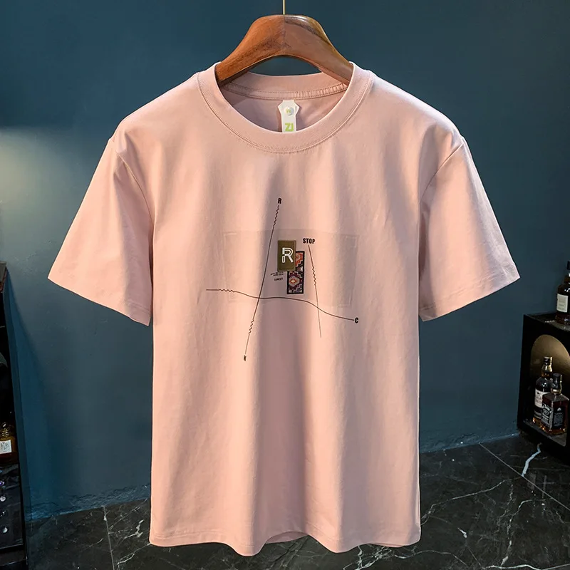 Summer T-shirt for men, high-end embroidered printed design, short sleeved top, trendy round neck versatile men's clothing
Summer T-shirt for men, high-end embroidered printed design, short sleeved top, trendy round neck versatile men's clothing