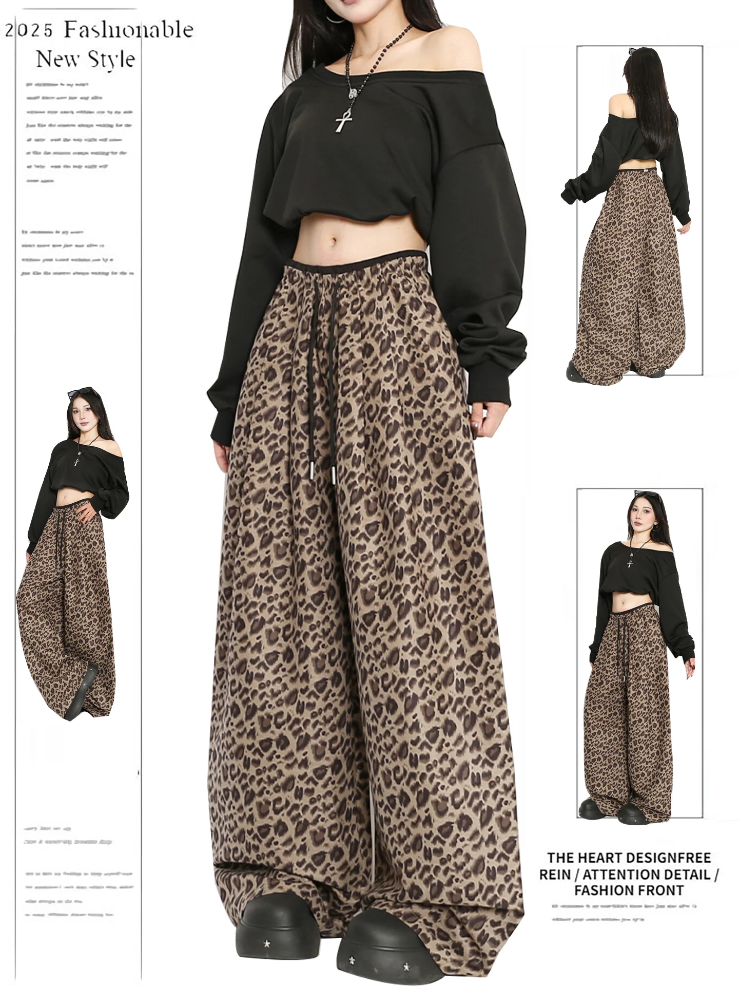 Ретро-американские замшевые повседневные брюки для женщин, свободные широкие брюки с высокой талией, с леопардовым принтом, для осени 2025 года
Ретро-американские замшевые повседневные брюки для женщин, свободные широкие брюки с высокой талией, с леопардовым принтом, для осени 2025 года