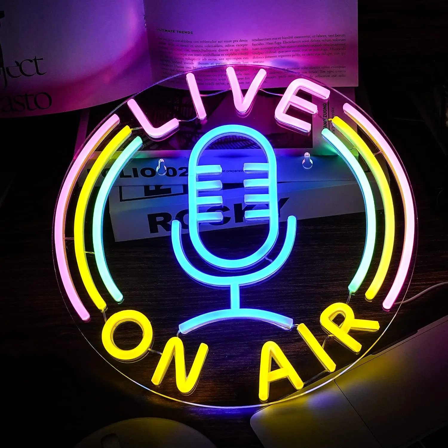Neon Sign Live On Air Party Decoration Soft edgy neon, cool-toned, minimalist chill
Neon Sign Live On Air Party Decoration Soft edgy neon, cool-toned, minimalist chill