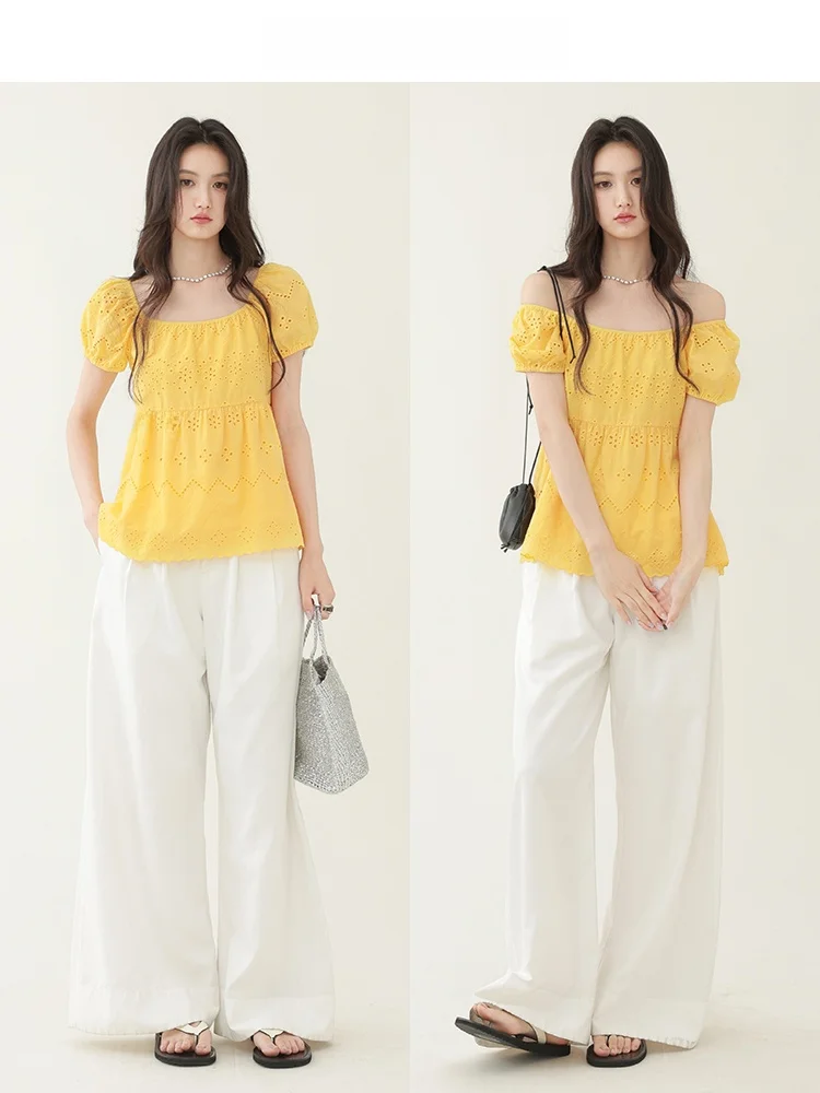 CHACHASTU Женская летняя блузка с объемной вышивкой, вырезами на плечах, на одно плечо, с рукавами-фонариками, повседневная, удобная, из хлопка, с круглым вырезом...
CHACHASTU Женская летняя блузка с объемной вышивкой, вырезами на плечах, на одно плечо, с рукавами-фонариками, повседневная, удобная, из хлопка, с круглым вырезом...