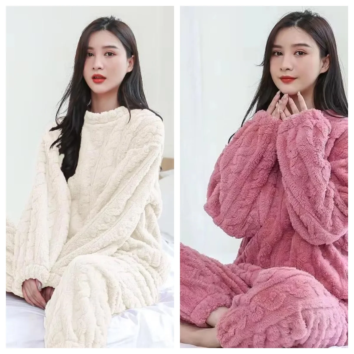hot Woman Winter Pajamas Suit Coral Fleece Minimalist Fleece-Lined Homewear Keep Warm Nightwear Wearable As Outerwear Sleepwear
hot Woman Winter Pajamas Suit Coral Fleece Minimalist Fleece-Lined Homewear Keep Warm Nightwear Wearable As Outerwear Sleepwear
