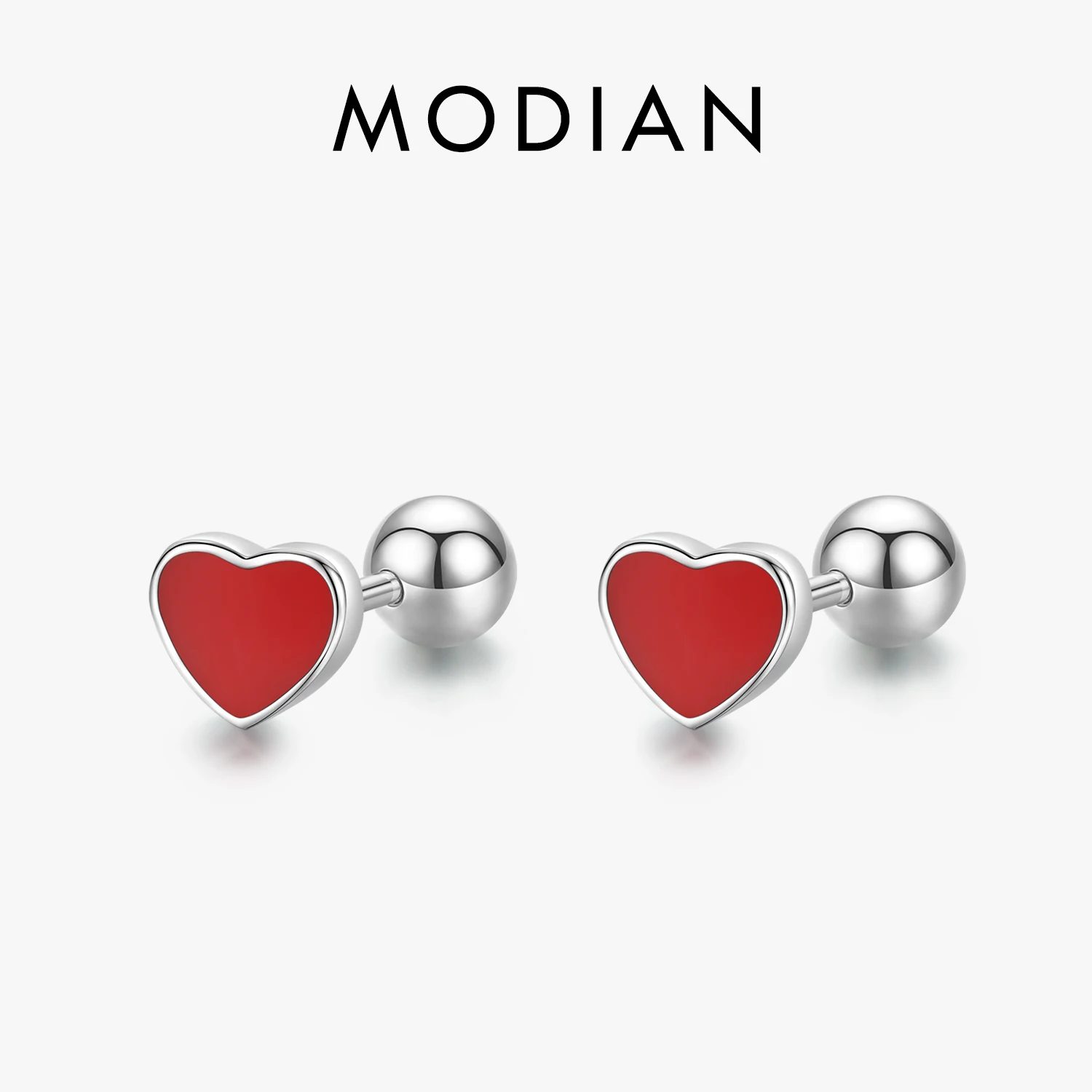 Modian Exquisite Hearts Red Enamel Stud Earrings 925 Sterling Silver Round Screw Bead Fashion Earring For Women Fine Jewelry
Modian Exquisite Hearts Red Enamel Stud Earrings 925 Sterling Silver Round Screw Bead Fashion Earring For Women Fine Jewelry