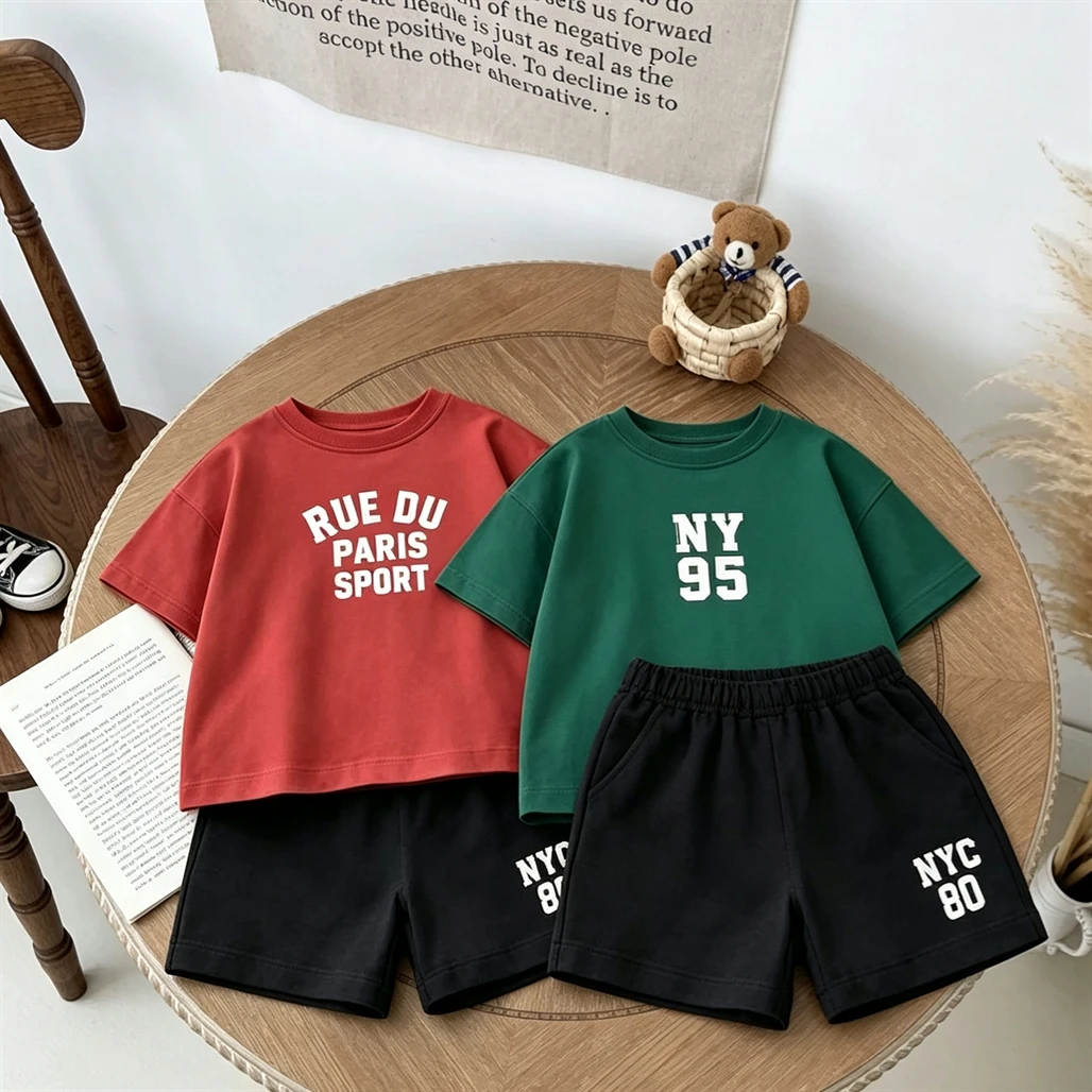 Casual Sports Clothes Short-sleeved Outfits Kids Summer TShirt+Shorts Two Piece Set Boys And Girls Simple Tops Loose Shorts Suit
Casual Sports Clothes Short-sleeved Outfits Kids Summer TShirt+Shorts Two Piece Set Boys And Girls Simple Tops Loose Shorts Suit