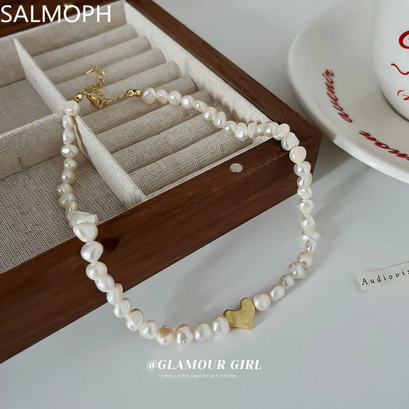 French New Retro Elegant Natural Freshwater Pearl Loving Heart Clavicle Chain For Women Fashion Temperament Necklace Jewelry
French New Retro Elegant Natural Freshwater Pearl Loving Heart Clavicle Chain For Women Fashion Temperament Necklace Jewelry