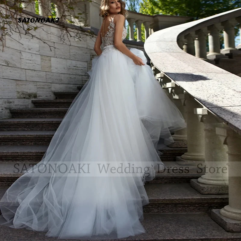 Elegant Sexy Boho Lace Wedding Dresses for Women O-Neck A-Line Sweep Train Backless Bride Gowns Vestidos De Novia Robe Mariée
Elegant Sexy Boho Lace Wedding Dresses for Women O-Neck A-Line Sweep Train Backless Bride Gowns Vestidos De Novia Robe Mariée
