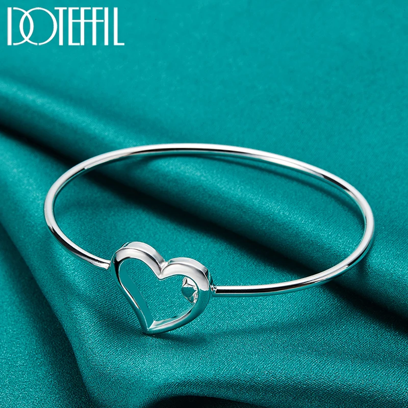 DOTEFFIL 925 Sterling Silver Double Heart Opening Bangle Bracelet For Woman Wedding Engagement Party Fashion Charm Jewelry
DOTEFFIL 925 Sterling Silver Double Heart Opening Bangle Bracelet For Woman Wedding Engagement Party Fashion Charm Jewelry