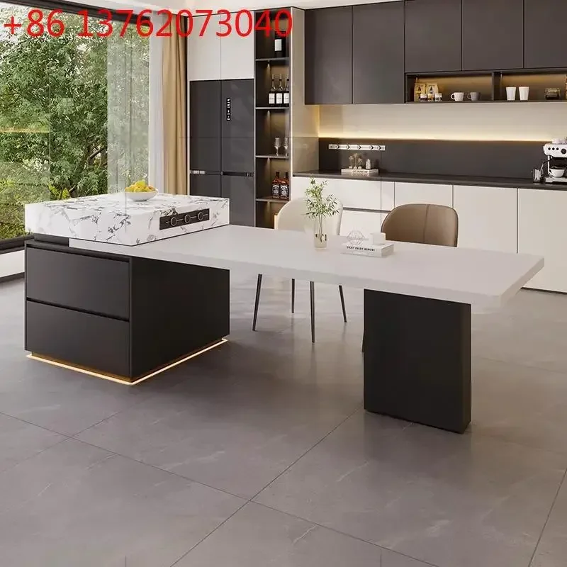 Electric retractable island table integrated dining table household full rock slab multi-functional island table
Electric retractable island table integrated dining table household full rock slab multi-functional island table
