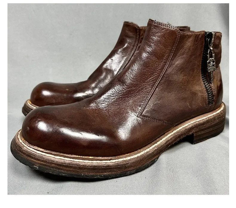 Men's Leather Washed Old Leather boots Horse Leather Handmade Goodyear-Casual Men's boots
Men's Leather Washed Old Leather boots Horse Leather Handmade Goodyear-Casual Men's boots
