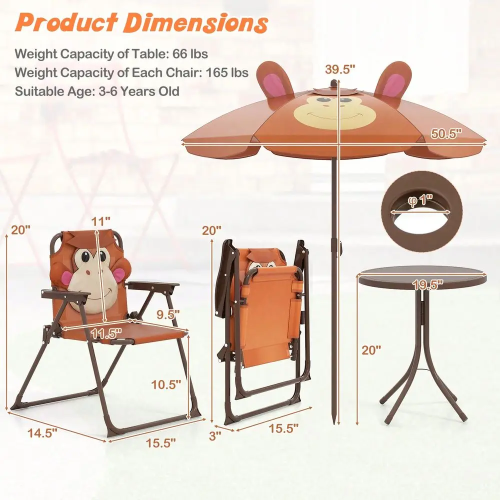 Kids Picnic Table Chair Set With 2 Folding Chairs Height Adjustable Umbrella
Kids Picnic Table Chair Set With 2 Folding Chairs Height Adjustable Umbrella
