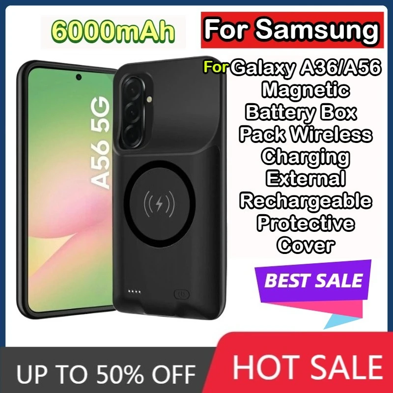 For Samsung Galaxy A36/A56 Magnetic Battery Box 6000mAh Battery Pack Wireless Charging External Rechargeable Protective Cover
For Samsung Galaxy A36/A56 Magnetic Battery Box 6000mAh Battery Pack Wireless Charging External Rechargeable Protective Cover