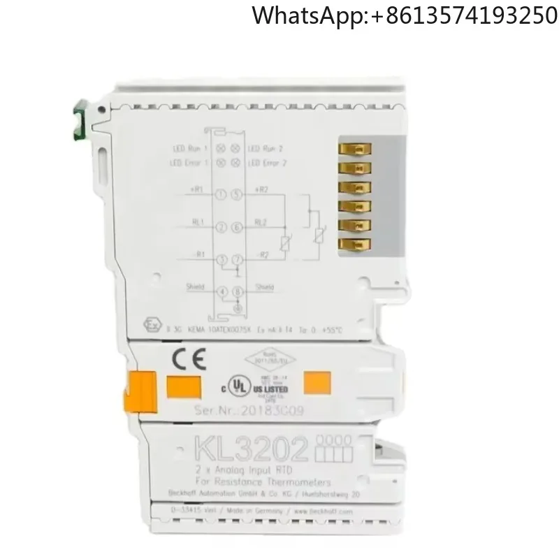 BECKHOFF KL3202 | Bus Terminal, 2-channel analog input, temperature, RTD (Pt100), 16 bit