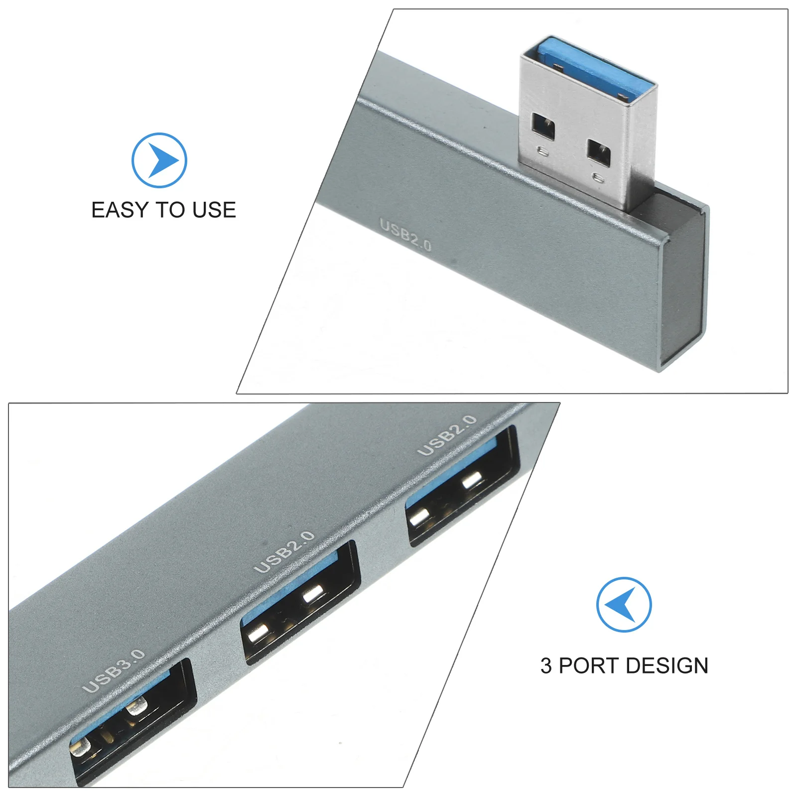 3 Port USB Hub Compact Lightweight High Speed Data Transfer USB Splitter for Laptop Desktop Tablet Multiple Device Connection