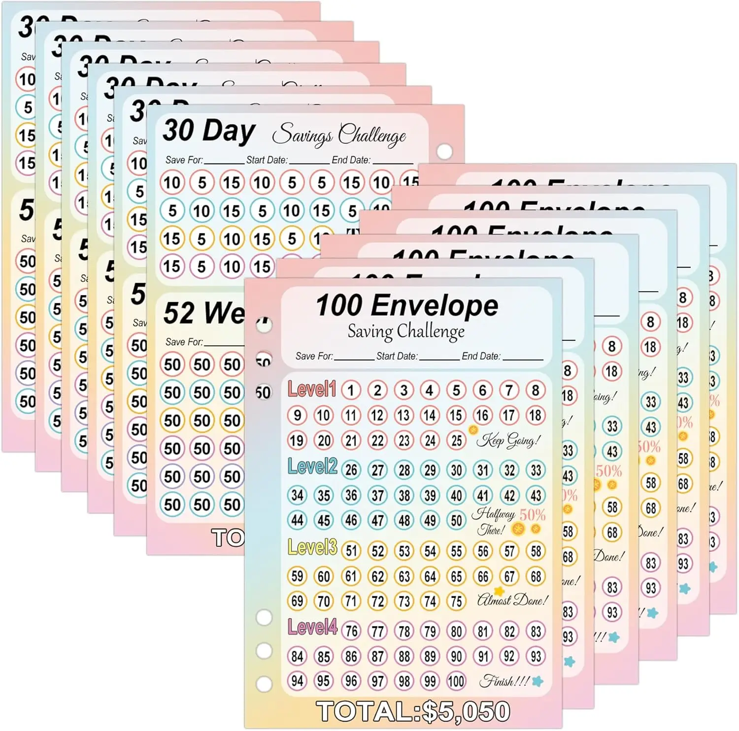 20pcs 100 Envelopes Money Saving Challenge Card Finance Cash Money Saving Tracker Binder $5050
20pcs 100 Envelopes Money Saving Challenge Card Finance Cash Money Saving Tracker Binder $5050
