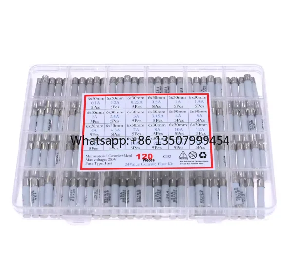24 Types 0.1-30A 250V 6*30mm Ceramic Fuse Breaker Set of Accessories
24 Types 0.1-30A 250V 6*30mm Ceramic Fuse Breaker Set of Accessories