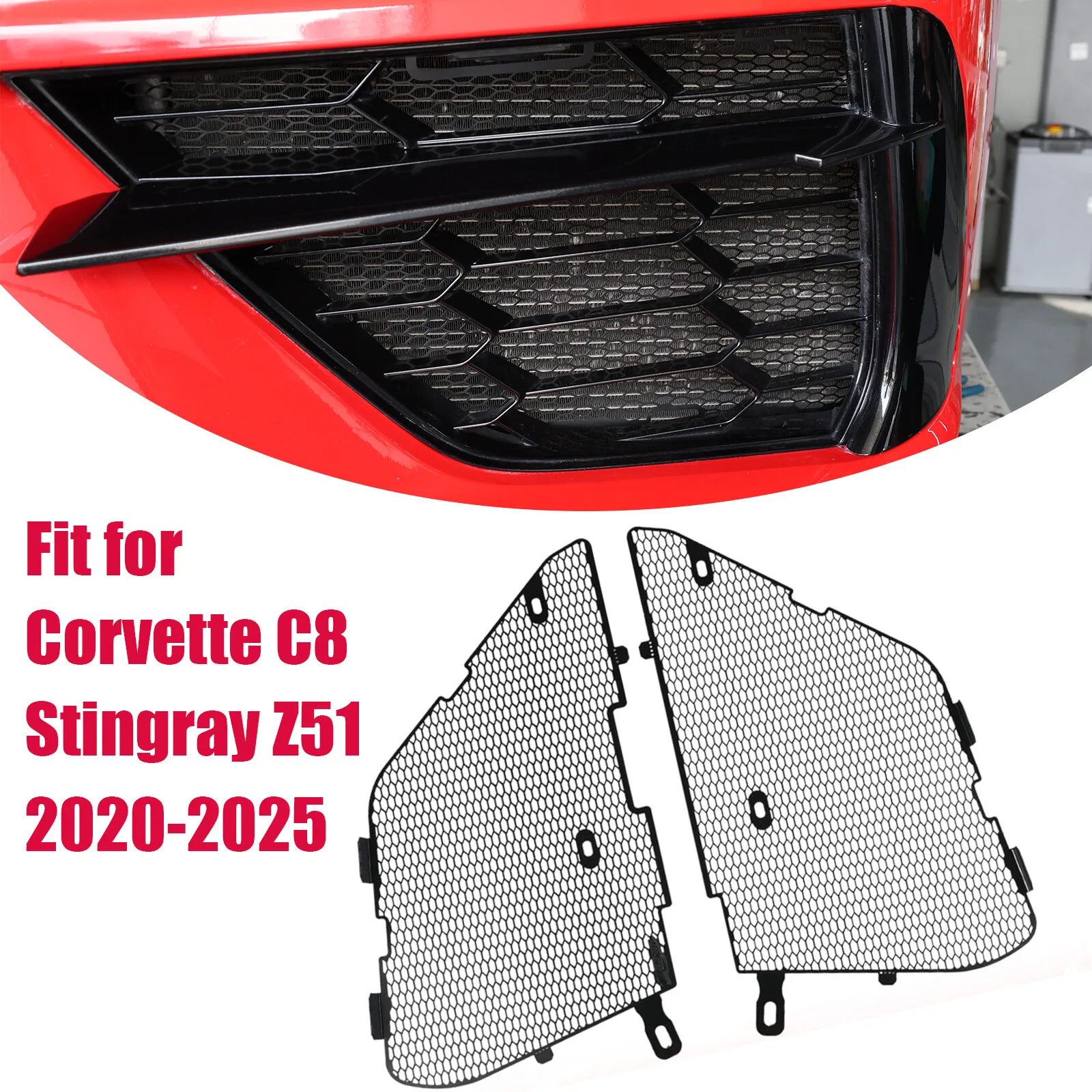 Передняя решетка радиатора для Corvette C8 Stingray Z51 2020-2025, алюминий, 2 шт.
Передняя решетка радиатора для Corvette C8 Stingray Z51 2020-2025, алюминий, 2 шт.