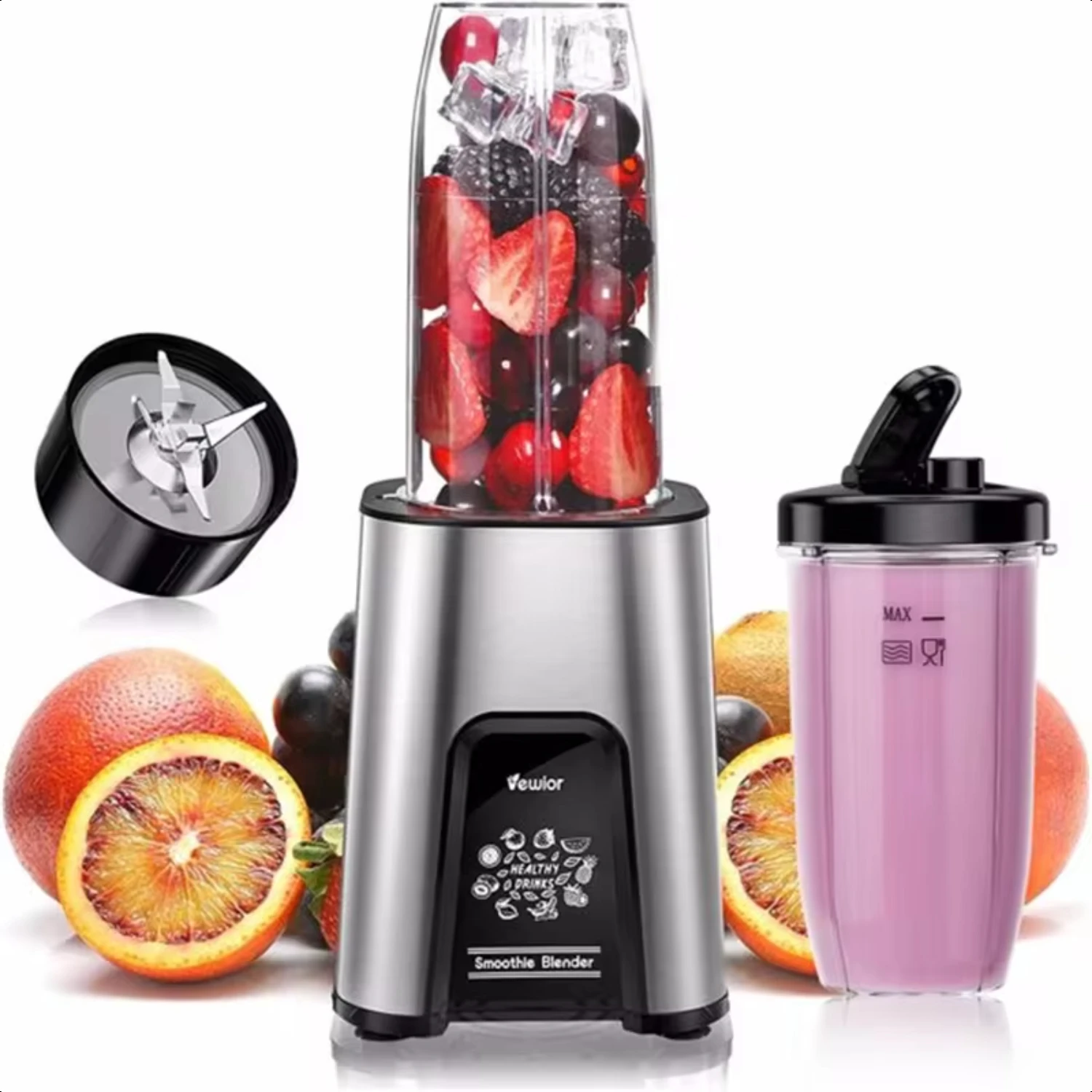 1000W Smoothie Blender Shakes and Smoothies, 11 Pieces Personal Blender Kitchen, 2*23oz+10oz Blender Cups with To
1000W Smoothie Blender Shakes and Smoothies, 11 Pieces Personal Blender Kitchen, 2*23oz+10oz Blender Cups with To
