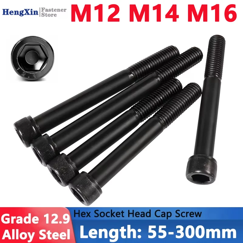 1-5pcs M12 M14 M16 Black Grade 12.9 Alloy Steel Hexagon Hex Socket Cap Allen Head Screw Bolt Lengthened Long 55-300mm DIN912
1-5pcs M12 M14 M16 Black Grade 12.9 Alloy Steel Hexagon Hex Socket Cap Allen Head Screw Bolt Lengthened Long 55-300mm DIN912