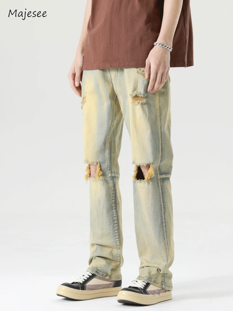 Jeans Men Summer Simple Comfortable Distressed Trendy All-match Solid Streetwear Denim Retro Trousers Student Straight Frayed
Jeans Men Summer Simple Comfortable Distressed Trendy All-match Solid Streetwear Denim Retro Trousers Student Straight Frayed
