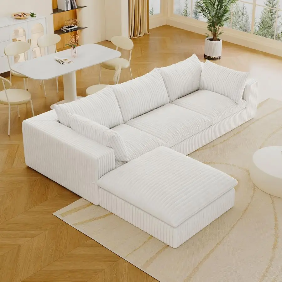 Modular Cloud Couch with Ottoman, 118 inch Minimalist L Shape Sectional Couches for Living Room, Down Filled Corduroy Sofa
Modular Cloud Couch with Ottoman, 118 inch Minimalist L Shape Sectional Couches for Living Room, Down Filled Corduroy Sofa