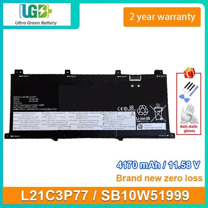 UGB New L21C3P77 Laptop Battery For Lenovo SB10W51999 5B10W51898 3ICP5/74/78 Battery 4170mAh 11.58V 48.2Wh
UGB New L21C3P77 Laptop Battery For Lenovo SB10W51999 5B10W51898 3ICP5/74/78 Battery 4170mAh 11.58V 48.2Wh