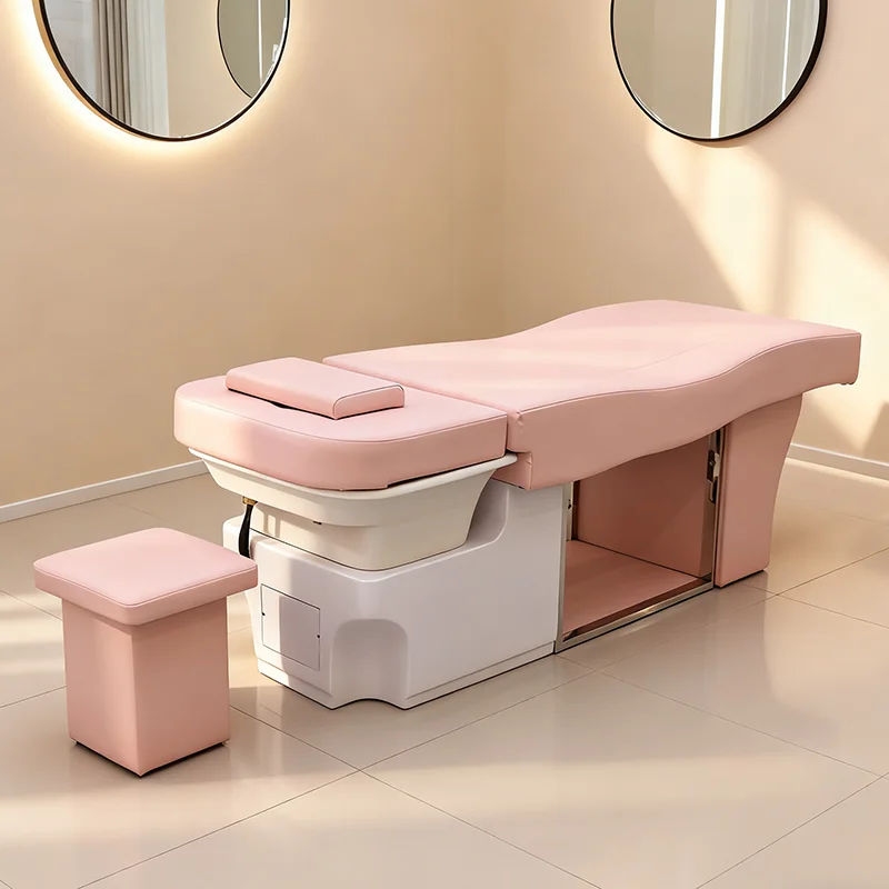 qk-Modern Beauty Shop Furniture pink Washing Bed Luxury Thai Lay Down Barbershop Head Therapy Shampoo Bed with Steamer@
qk-Modern Beauty Shop Furniture pink Washing Bed Luxury Thai Lay Down Barbershop Head Therapy Shampoo Bed with Steamer@