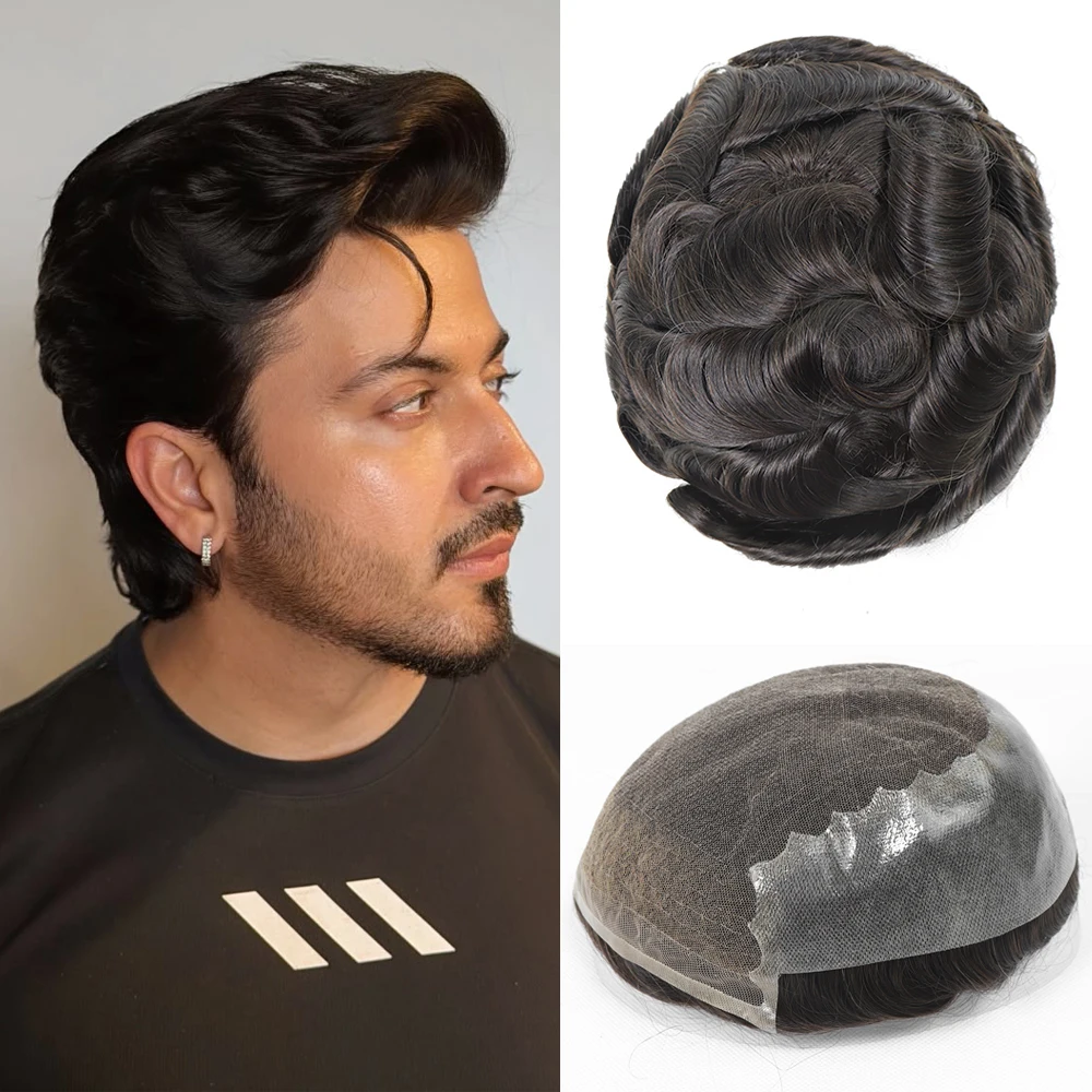Toupee for Men Human Hair Pieces French Lace Front Bleached Knots Poly Hair Replacement System Natural Hairline Male Hair Prosthesis Units #1b 8×10 Size
Toupee for Men Human Hair Pieces French Lace Front Bleached Knots Poly Hair Replacement System Natural Hairline Male Hair Prosthesis Units #1b 8×10 Size