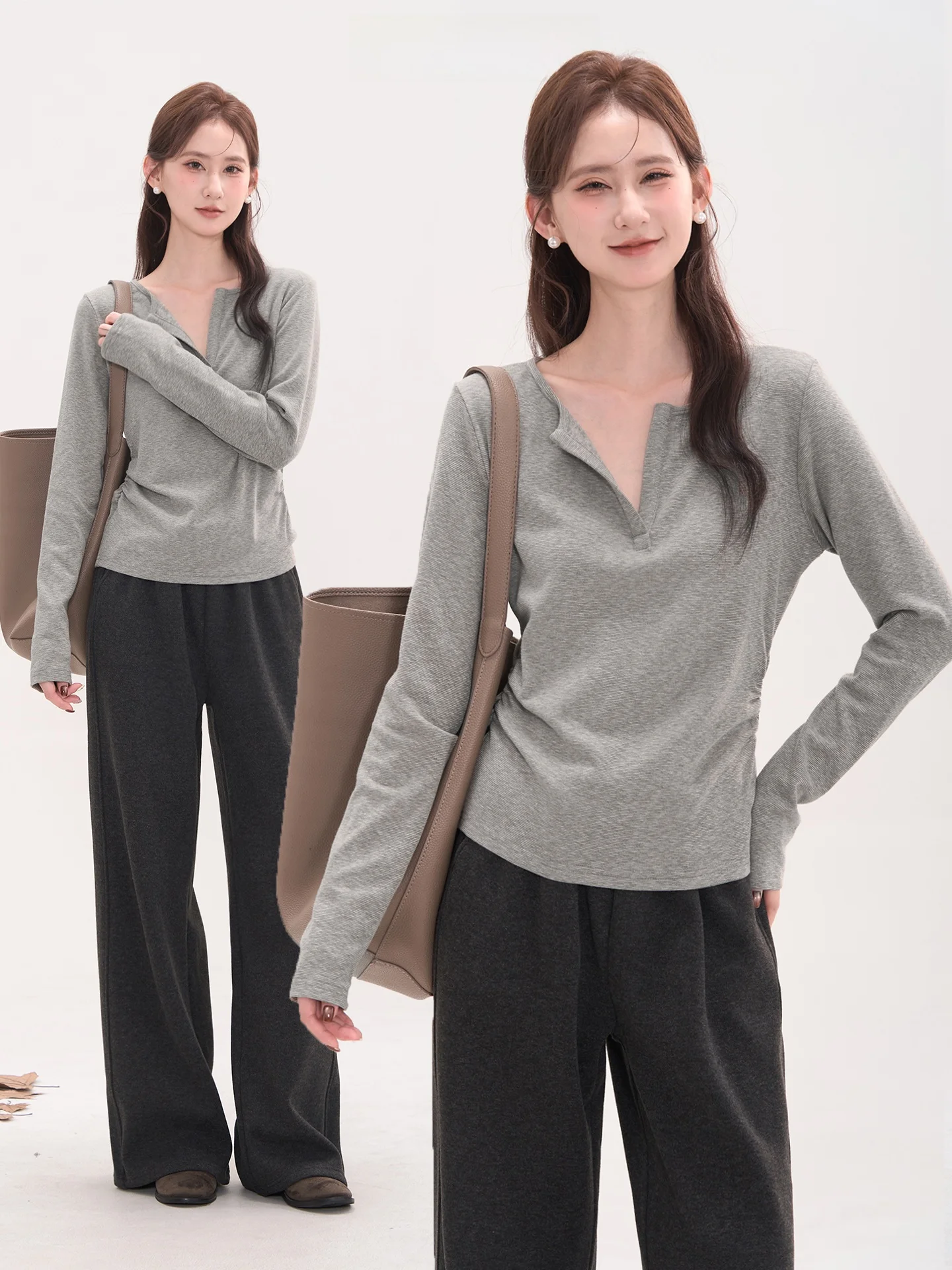 Heme Long Sve Fce V-Ne T-irt Women's Winter Slimming Base Layer Top Casual Sle Pure Color Skin-Friendly Breathable
Heme Long Sve Fce V-Ne T-irt Women's Winter Slimming Base Layer Top Casual Sle Pure Color Skin-Friendly Breathable