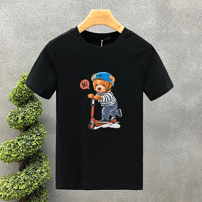 Summer Men's Casual Short Sleeve T-shirt Scooter Bear Print Man Design Tees Vintage Trendy High Quality Cotton Tops for Male
Summer Men's Casual Short Sleeve T-shirt Scooter Bear Print Man Design Tees Vintage Trendy High Quality Cotton Tops for Male