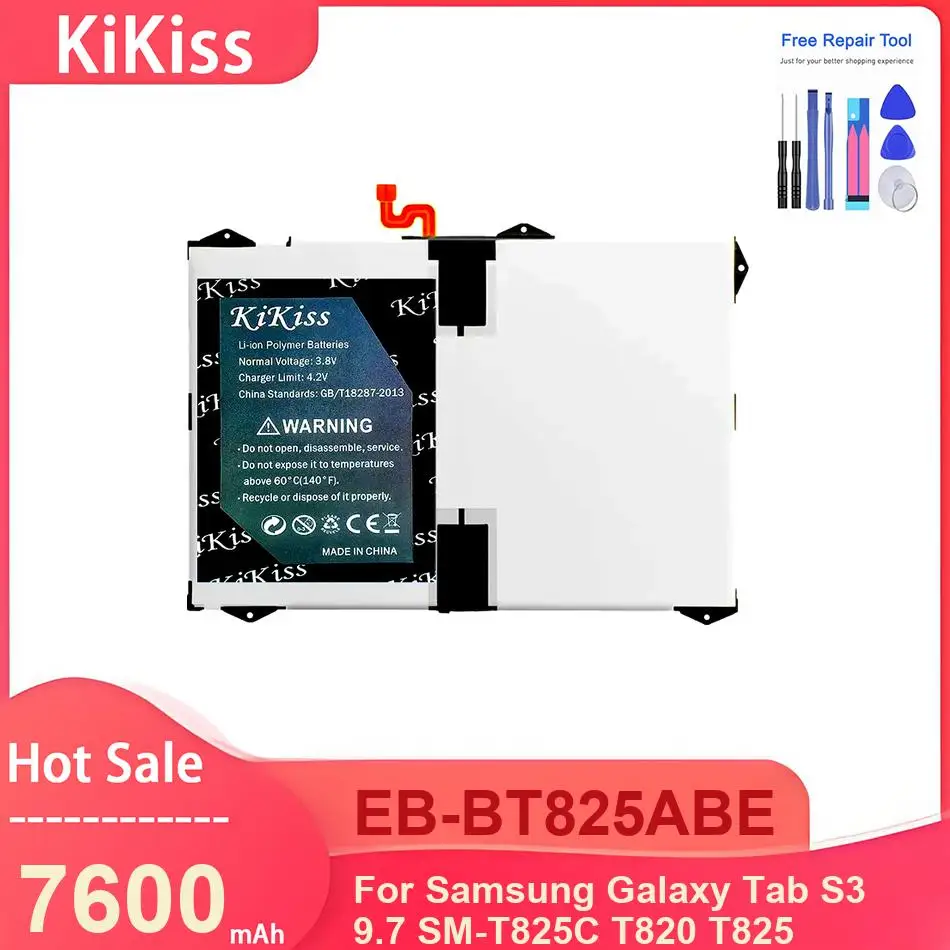 Аккумулятор KiKiss для планшетов Samsung Galaxy Tab S3 9,7 SM-T825C T820 T825, аккумуляторы EB-BT825ABE 7600 мАч
Аккумулятор KiKiss для планшетов Samsung Galaxy Tab S3 9,7 SM-T825C T820 T825, аккумуляторы EB-BT825ABE 7600 мАч
