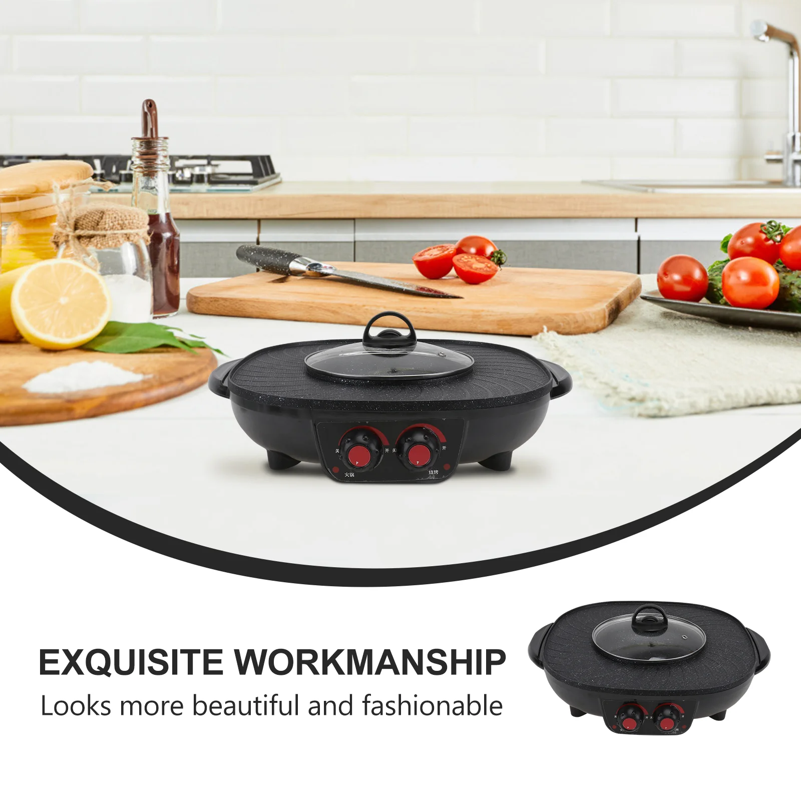 Double Control Roasting Pot Electric Barbecue Hotpot Oven Grill Teppanyaki Smokeless Hot Pot Machine BBQ Black Pot with
Double Control Roasting Pot Electric Barbecue Hotpot Oven Grill Teppanyaki Smokeless Hot Pot Machine BBQ Black Pot with
