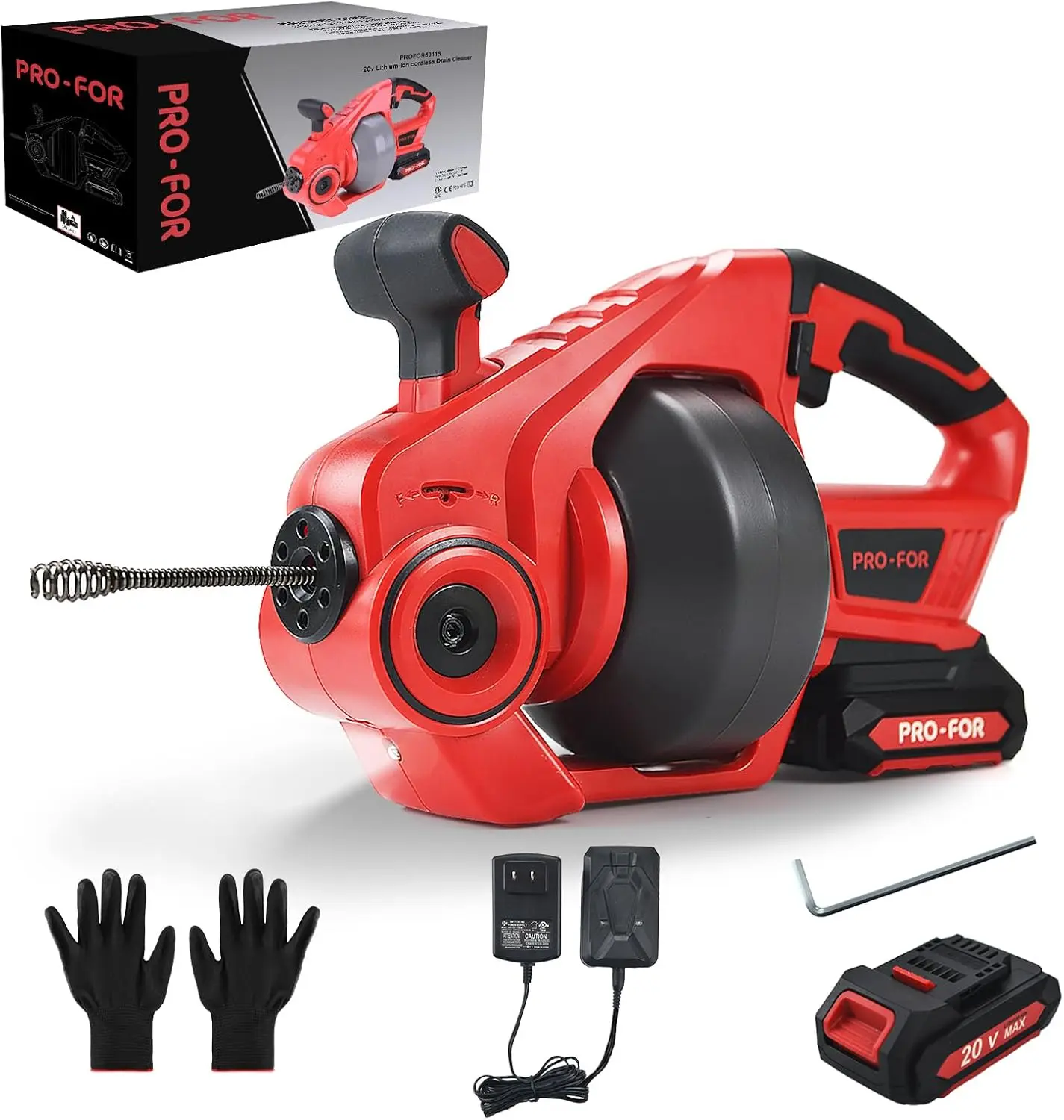 20V Cordless Electric Drain Auger, 25Ft Auto-Feed Drain Snake, Replaceable Cable, 2.0Ah Battery & Charger, LED Light, Clog Remov
20V Cordless Electric Drain Auger, 25Ft Auto-Feed Drain Snake, Replaceable Cable, 2.0Ah Battery & Charger, LED Light, Clog Remov