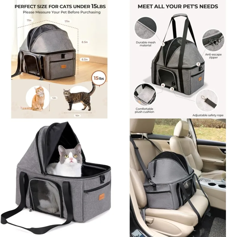 Top-Expandable Cat Carrier, Soft Sided Cat Bag Carrier for Pet Up to 15 lbs, Upgraded Small Dog Car Seat, Puppy Travel Bag with
Top-Expandable Cat Carrier, Soft Sided Cat Bag Carrier for Pet Up to 15 lbs, Upgraded Small Dog Car Seat, Puppy Travel Bag with