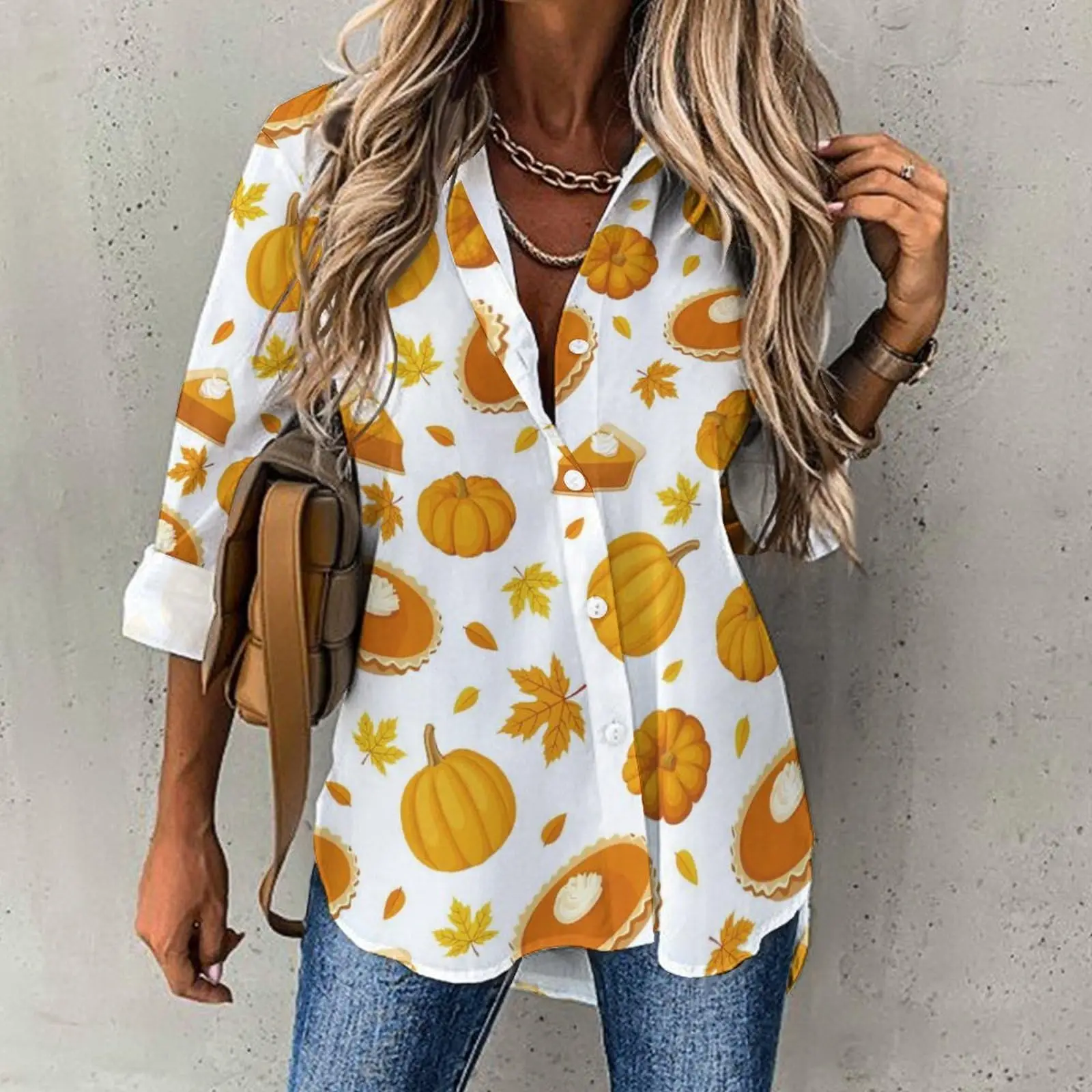 Halloween Cute Horror Pumpkin Head Women's Long Sleeve Shirt Autumn New Lapel Fashion Shirt Stylish Casual Women's Tops
Halloween Cute Horror Pumpkin Head Women's Long Sleeve Shirt Autumn New Lapel Fashion Shirt Stylish Casual Women's Tops