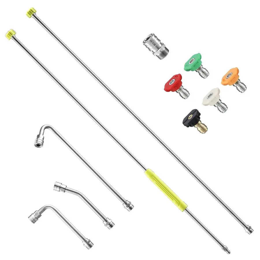 Washer Extension Wand, 120 pressure washer lance Replacement, Stainless Steel Power Washer Wand with 1 4 QC, Gutter Cleaner Atta
Washer Extension Wand, 120 pressure washer lance Replacement, Stainless Steel Power Washer Wand with 1 4 QC, Gutter Cleaner Atta