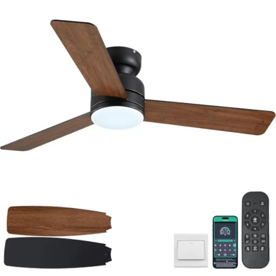 ch Ceilg Fans with Lights and Remote/APP Control Low Profile Ceilg Fan with Lamp Flush Mount 3CCT 3 Reversible Blades 6 Speeds
ch Ceilg Fans with Lights and Remote/APP Control Low Profile Ceilg Fan with Lamp Flush Mount 3CCT 3 Reversible Blades 6 Speeds