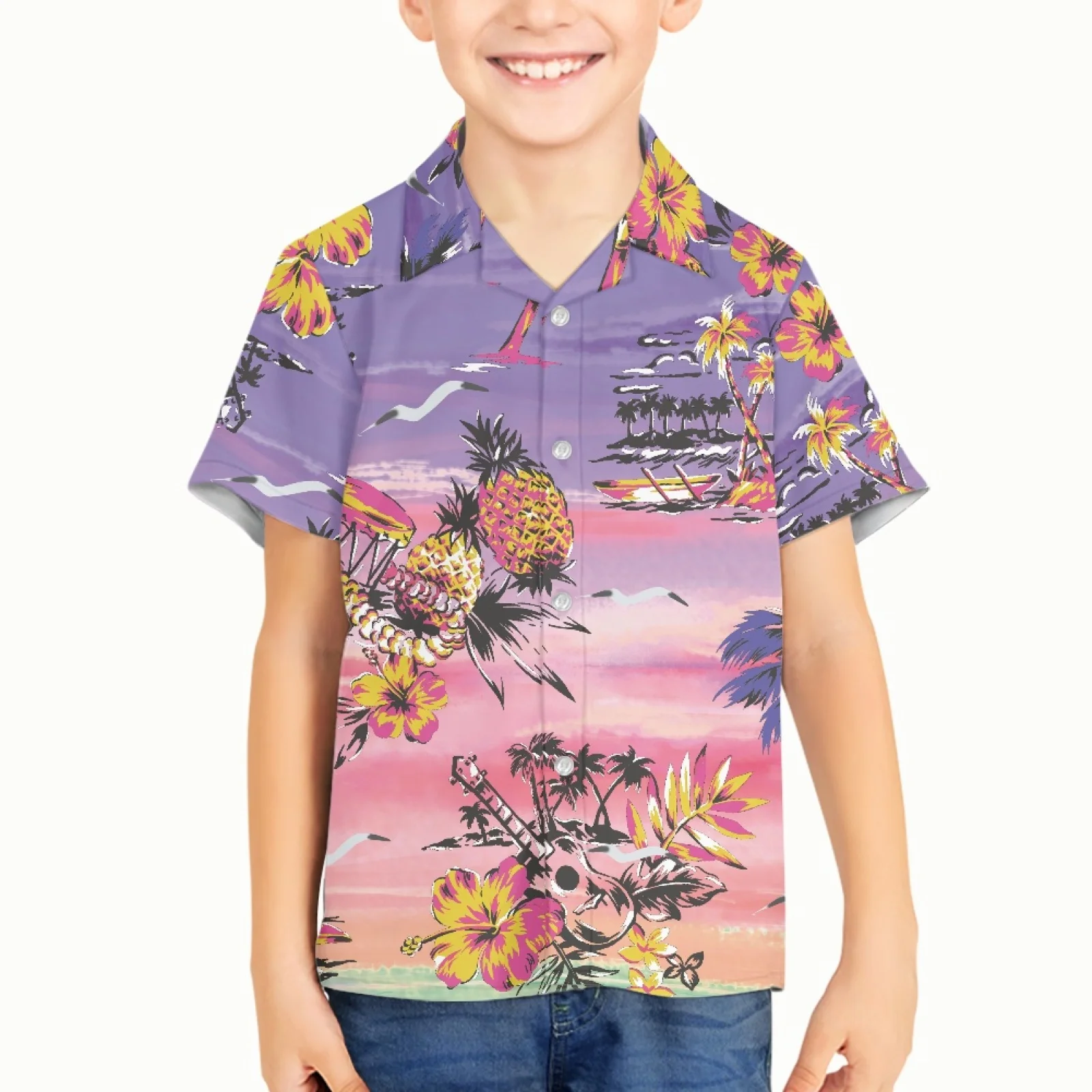 Summer Hawaiian Printing V-neck boys shirt Polyester Cotton Beach anti-pilling Short Sleeve 2023 New Design Shirts for Boys
Summer Hawaiian Printing V-neck boys shirt Polyester Cotton Beach anti-pilling Short Sleeve 2023 New Design Shirts for Boys