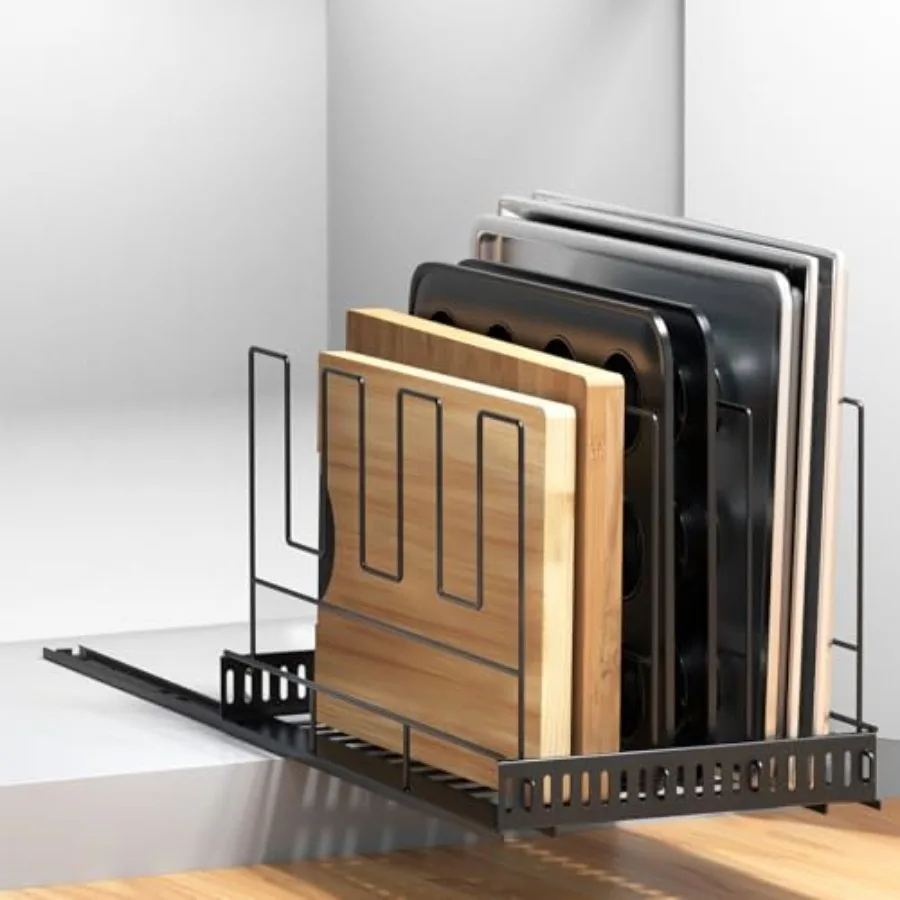 Pull Out Large Baking Tray and Cookie Sheet Organizer 20" Deep Cutting Board Organizer with 4 Adjustable Dividers 12" Wide Bake
Pull Out Large Baking Tray and Cookie Sheet Organizer 20" Deep Cutting Board Organizer with 4 Adjustable Dividers 12" Wide Bake