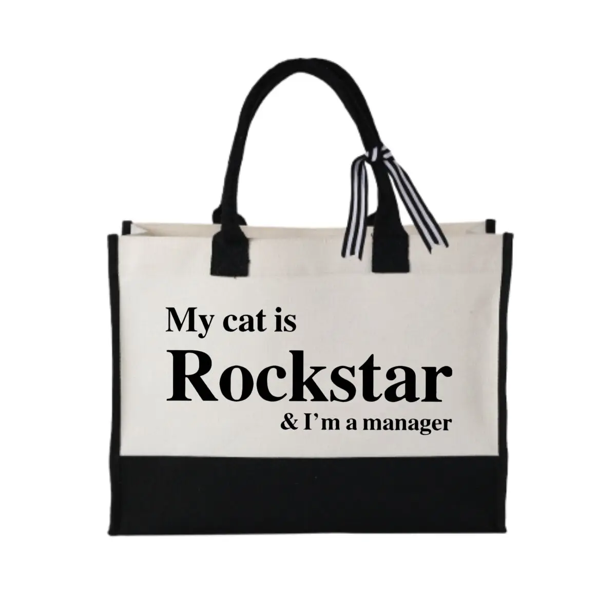 My Cat Is A Rockstar Text Design Patchwork Canvas Tote for Winter Holiday Gifts
My Cat Is A Rockstar Text Design Patchwork Canvas Tote for Winter Holiday Gifts