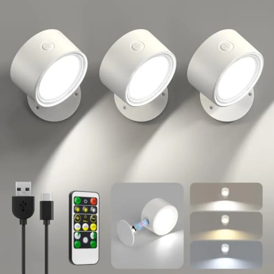 LED Wall Sconces 3 Pcs with Remote, Wall Mounted Lights Rechargeable Battery Operated, 3 Color Temperatures and Dimmable Wall L
LED Wall Sconces 3 Pcs with Remote, Wall Mounted Lights Rechargeable Battery Operated, 3 Color Temperatures and Dimmable Wall L