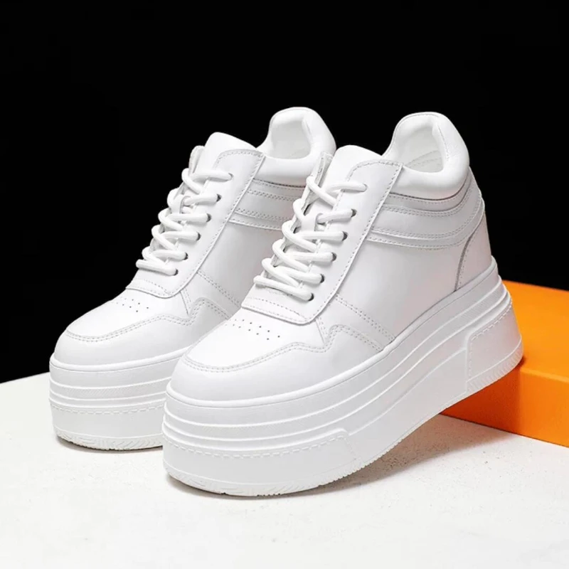 Women White Genuine Leather Chunky Platform Sneakers Fashion Thick Sole Street Casual Shoes
Women White Genuine Leather Chunky Platform Sneakers Fashion Thick Sole Street Casual Shoes