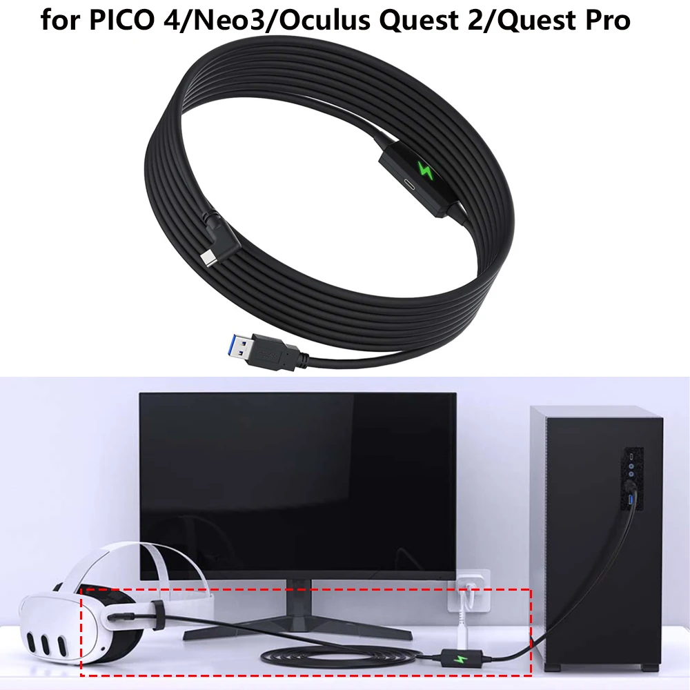 For AMVR 16FT VR Link Cable for PICO 4/Neo3/Oculus Quest 2/Quest Pro Type C Date Wire Game Link Cable Accessories
For AMVR 16FT VR Link Cable for PICO 4/Neo3/Oculus Quest 2/Quest Pro Type C Date Wire Game Link Cable Accessories