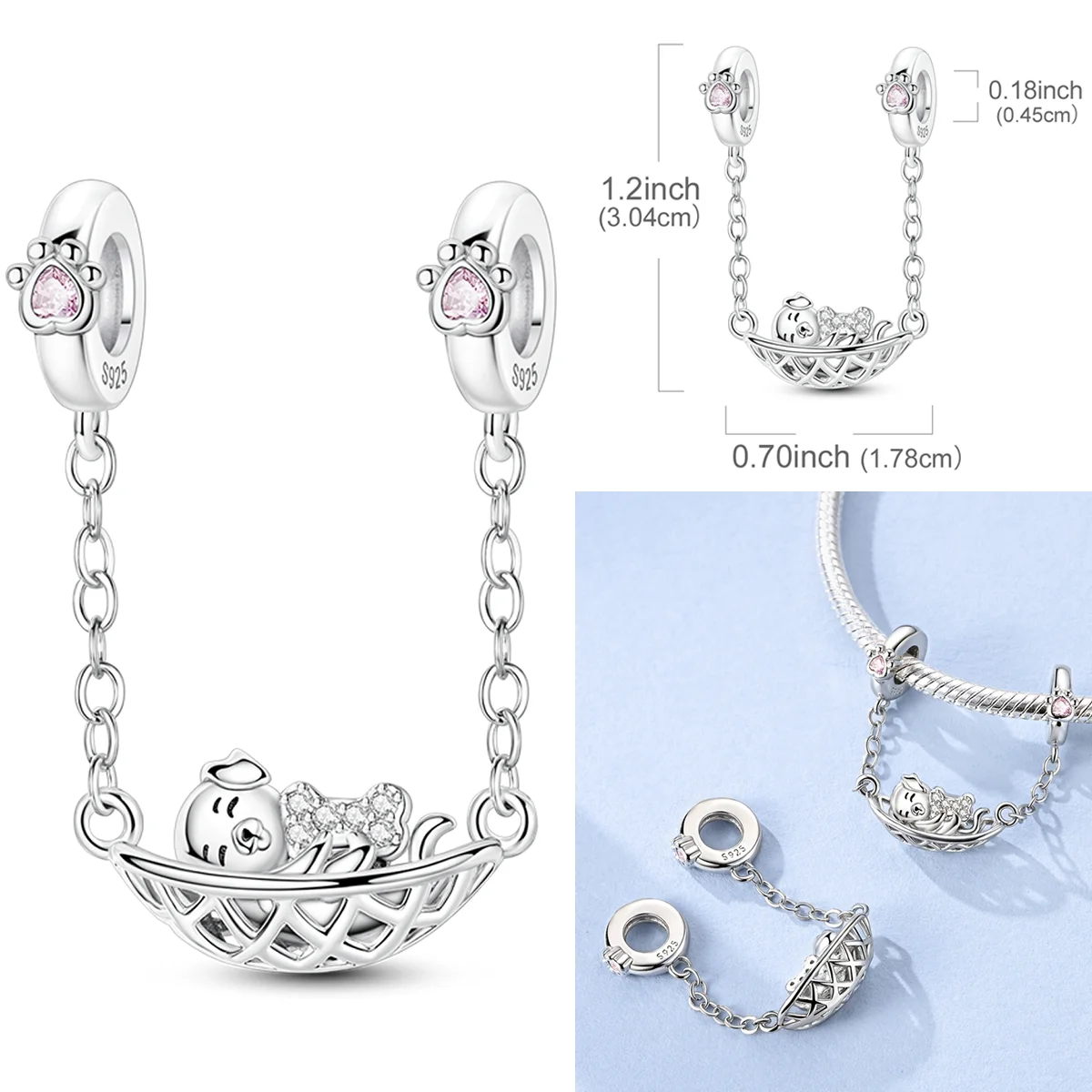 925 Sterling Silver Charms Bead Zircon Puppy Hammock Dangle Fit Original Bracelet Women Lover DIY Jewelry Gifts
925 Sterling Silver Charms Bead Zircon Puppy Hammock Dangle Fit Original Bracelet Women Lover DIY Jewelry Gifts