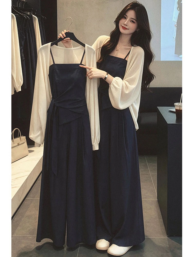 Summer 2026 Casual Knitted Open Cardigan Slimming Wide Leg Pants Trendy Three Piece Set Breathable Polyester Fiber High Waist
Summer 2026 Casual Knitted Open Cardigan Slimming Wide Leg Pants Trendy Three Piece Set Breathable Polyester Fiber High Waist