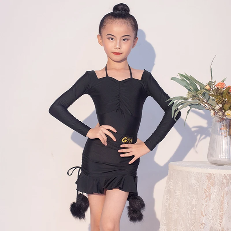 2024 Girls Latin Dance Clothes Long Sleeves Black Dress Performance Clothing Cha Cha Rumba Dance Practice Training Wear DNV19365
2024 Girls Latin Dance Clothes Long Sleeves Black Dress Performance Clothing Cha Cha Rumba Dance Practice Training Wear DNV19365