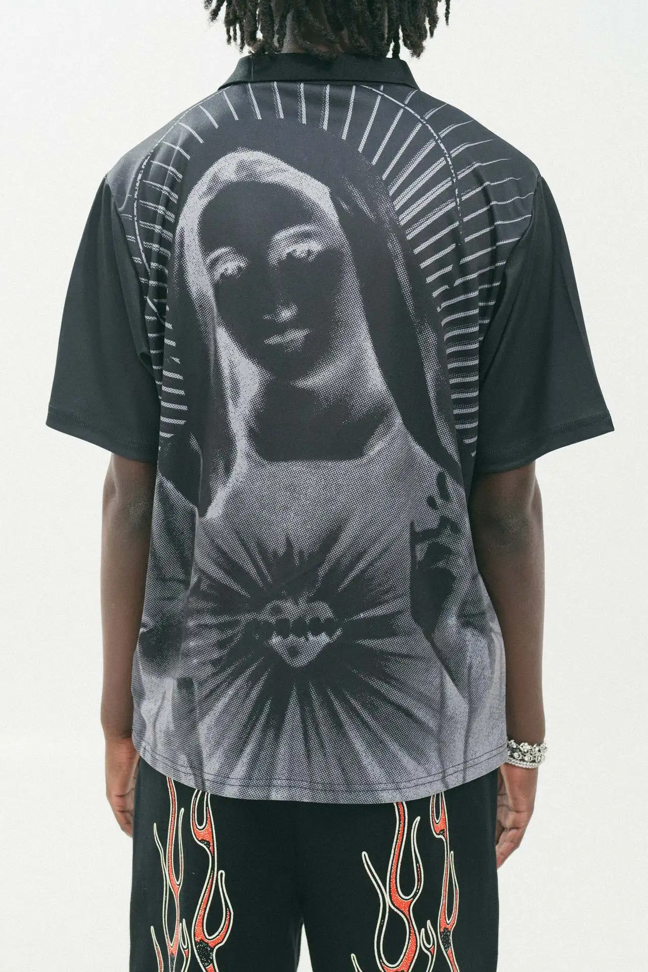 European and American summer new Maria print top loose for polo collar unisex T-shirt
European and American summer new Maria print top loose for polo collar unisex T-shirt