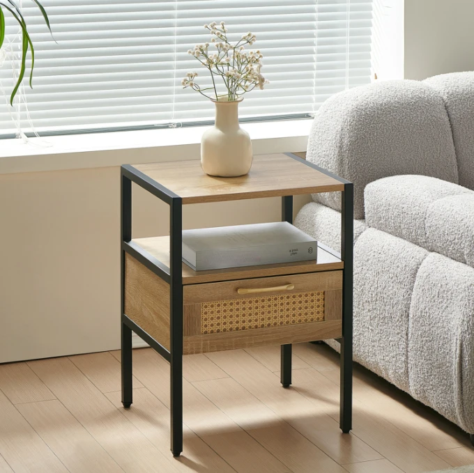 15.75" Rattan End table with drawer, Modern nightstand, metal legs,side table for living room, bedroom,natural(1 pc)
15.75" Rattan End table with drawer, Modern nightstand, metal legs,side table for living room, bedroom,natural(1 pc)