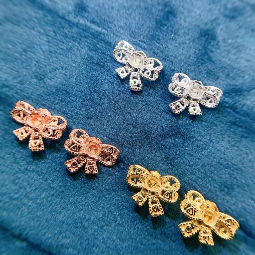 Cute 925 Silver Bow Knot Earrings Setting 3mm Semi Mount Gemstone Earrings with 18K Gold Plating Keep Shining
Cute 925 Silver Bow Knot Earrings Setting 3mm Semi Mount Gemstone Earrings with 18K Gold Plating Keep Shining