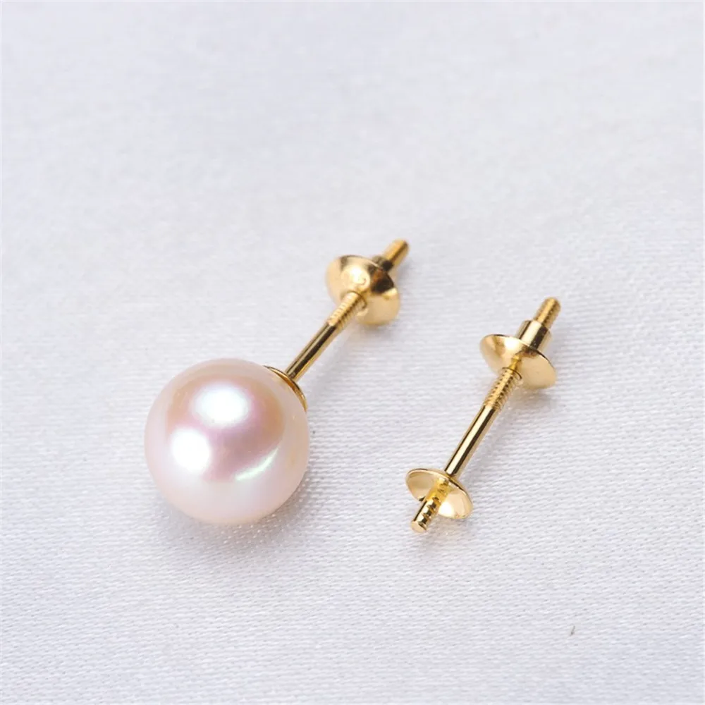 DIY Accessories G18K Yellow Gold Stud Earrings Empty Hold Double Bead Personalized Earrings Natural Round Pearl Women's Earrings
DIY Accessories G18K Yellow Gold Stud Earrings Empty Hold Double Bead Personalized Earrings Natural Round Pearl Women's Earrings